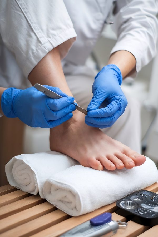 professional-pedicure-using-dieffenbach-scalpelpatient-visiting-podiatristmedical-pedicure-procedur